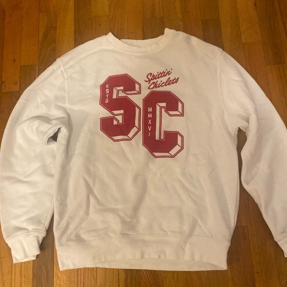 SC White and Red Men's Crewneck Sweater